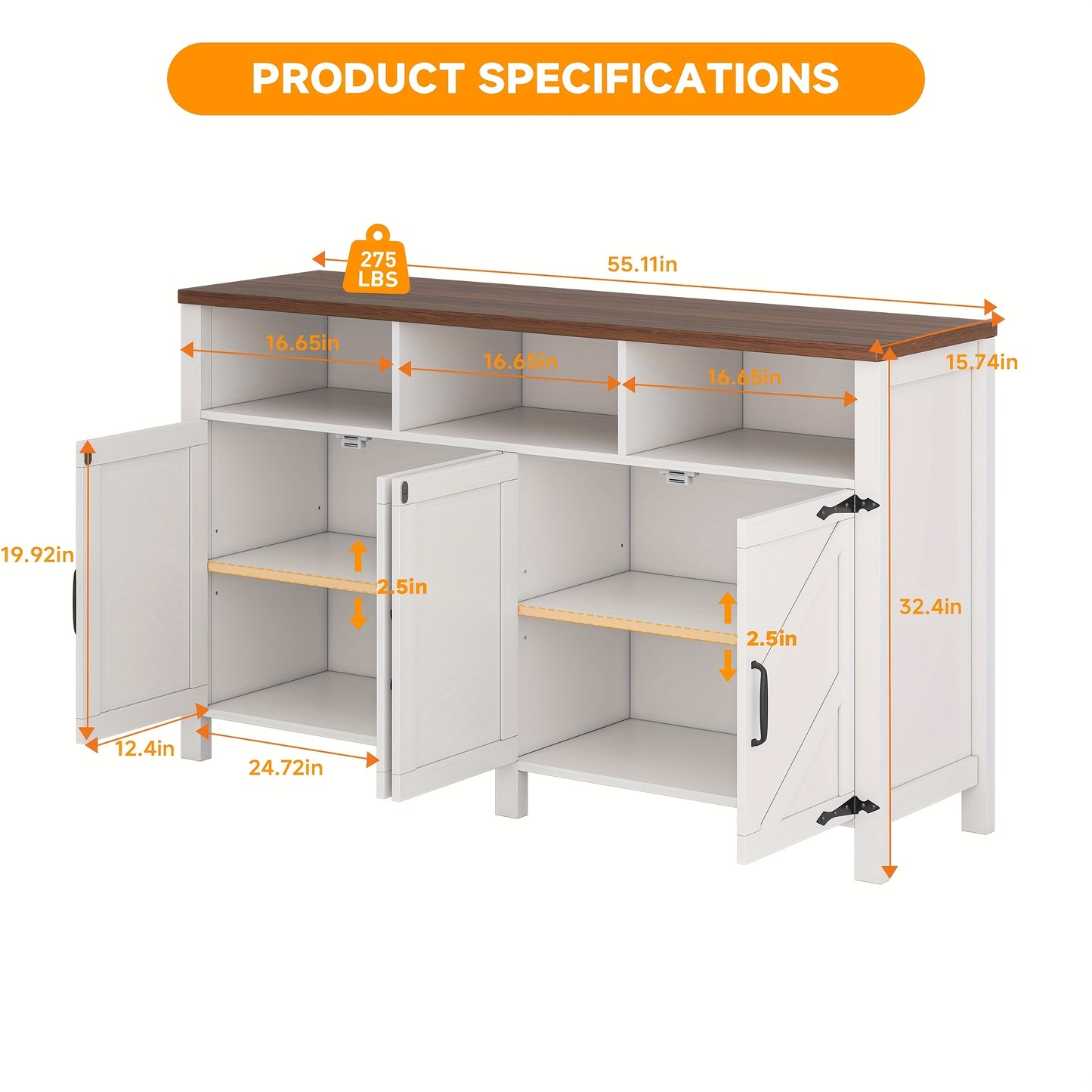 A Storage Cabinet Designed in a Farmhouse Style Featuring a Fishbone Pattern, Equipped with Seven Compartments And a Door Frame. Ideal for Use in Kitchens, Dining Areas, Storage Rooms, And As a Dressing Table in Bedrooms