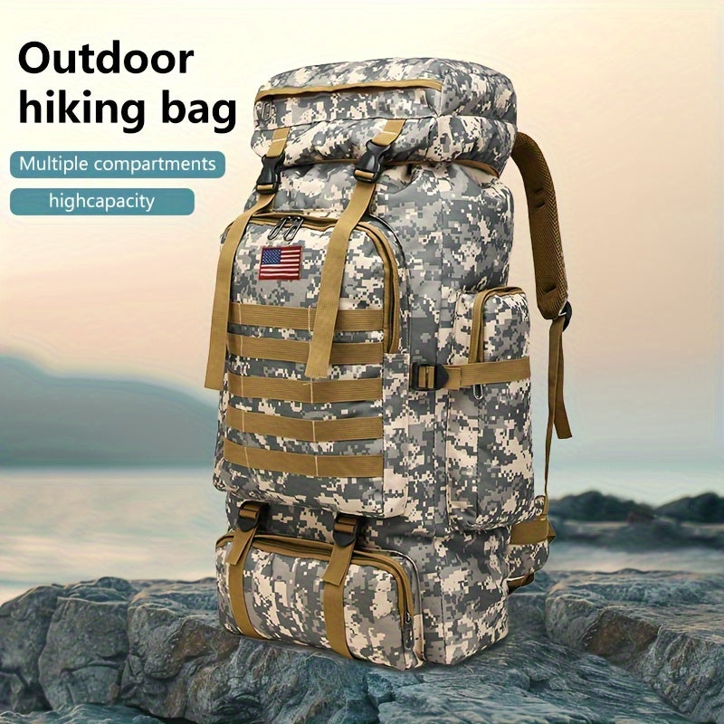 21.13gal Tactical Hiking Backpack Set - Unisex Camo/Black, Durable Oxford Fabric, DIY System & Adjustable Design, 3-day Assault Pack with Large Capacity for Hiking, Camping, Hunting, Travel & Sports, Perfect Halloween/Christm