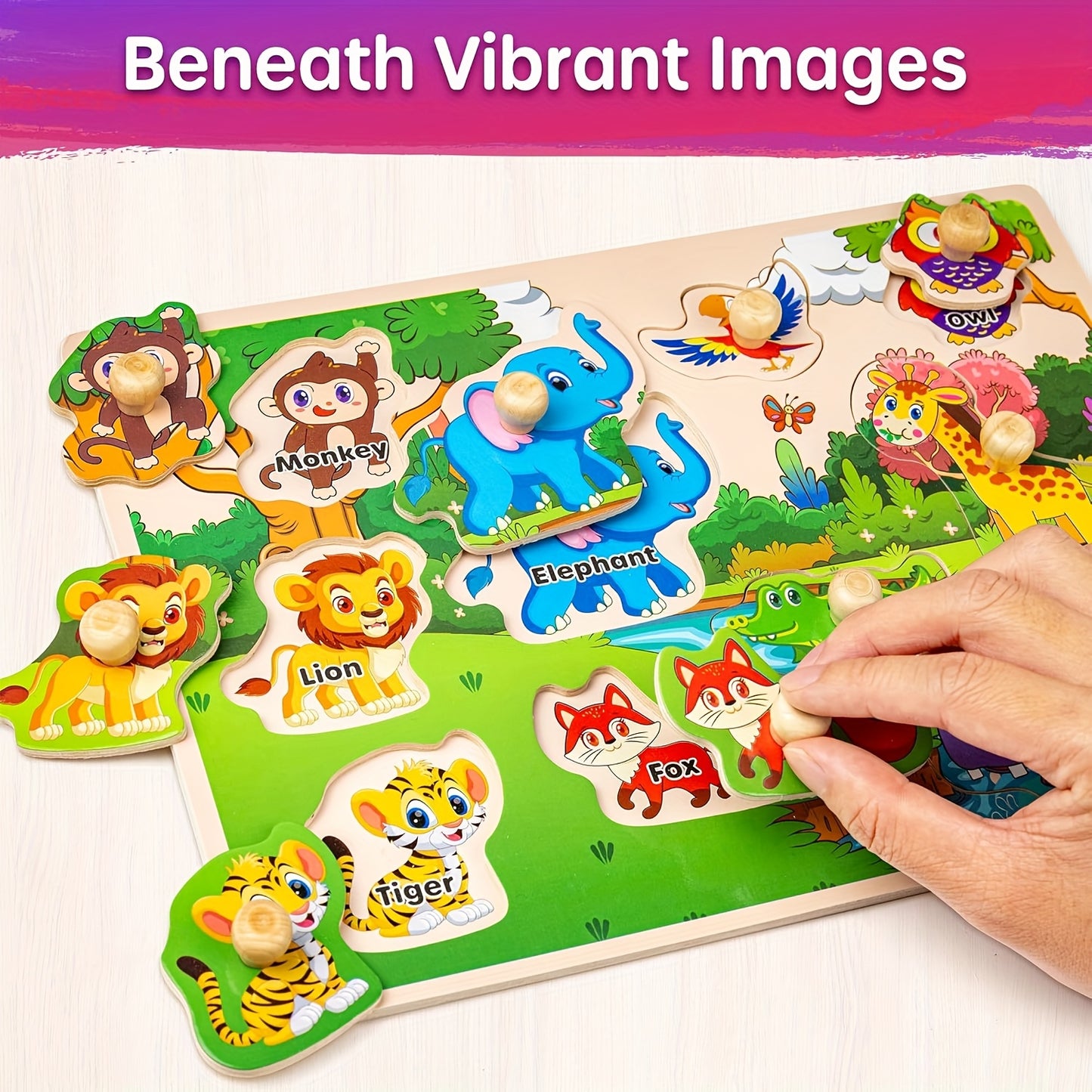 TOYS for Kids 6XSET Puzzles for Toddlers 2-4 with Rack, Learning Alphabet Number Shape Animal Dinosaur Vehicle, Education Toddler Puzzles Toys Gifts for 2 3 Years Boys Girls, Early Childhood Education, Engaging Designs, Color