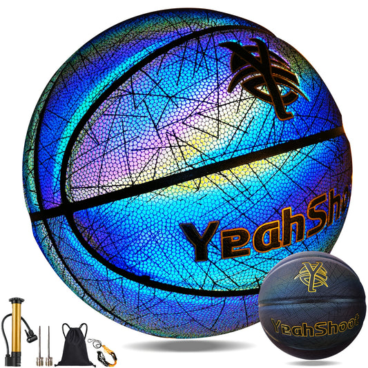 YeahShoot Glow Basketball - Novel Style Light Up Basketball for Youth, Reflective Teens And Adults, Premium Feel Basketball Gifts for Boys with In The