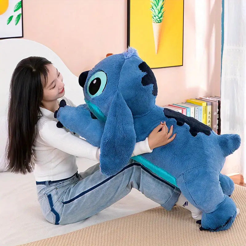 Stitch Embroidered Plush Toy - A Soft And Adorable Plush Animal Pillow Featuring An Embroidered Face And Seated Pose. Perfect For Beds, Sofas, And Travel - A Cute Embroidered Room Decor Gift For Fans. This Blue Stitch Has Exp