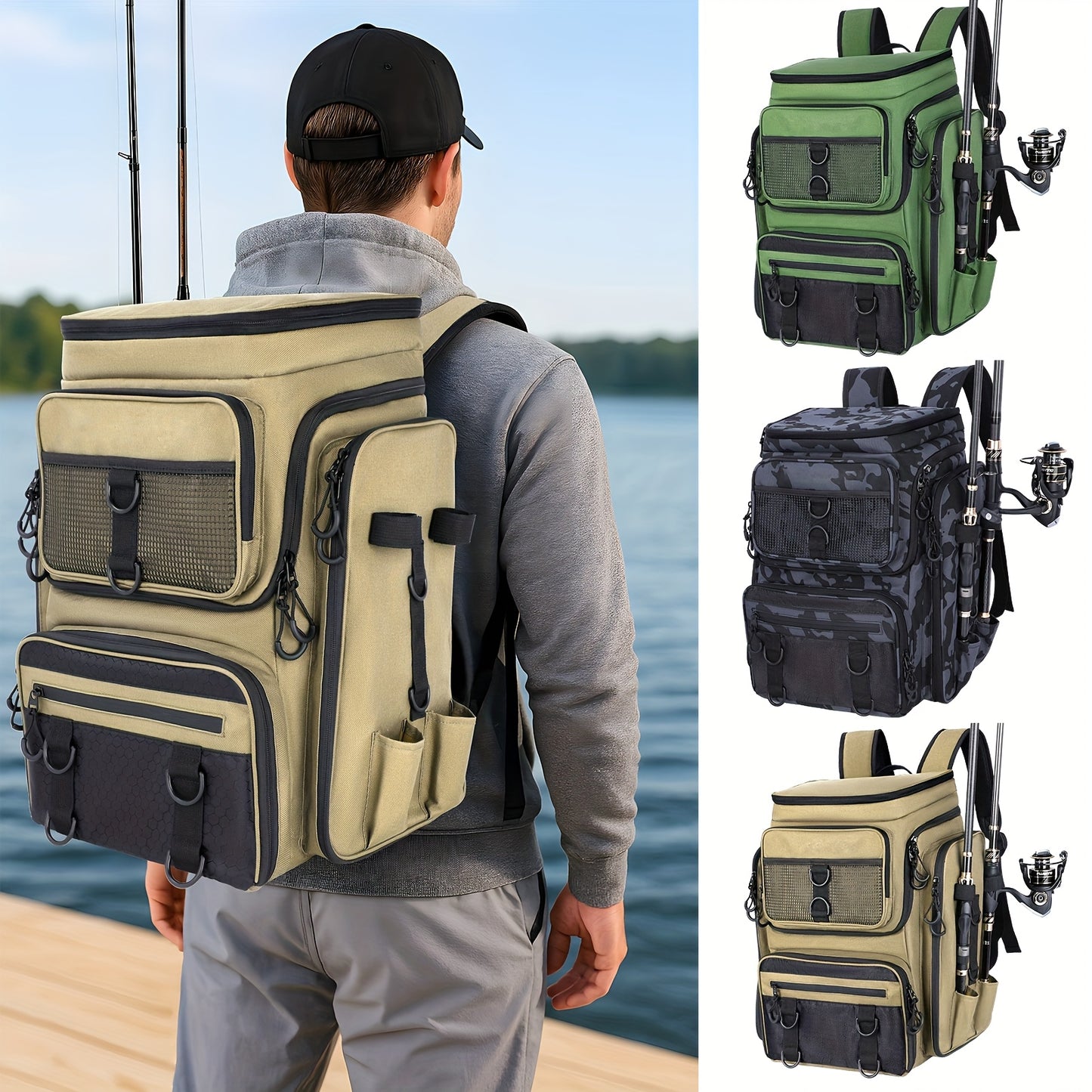 Factory Supplier Extra Large Capacity Fishing Backpack: 11.1gal With Built-in Rod Tube, For Carrying Fishing Gear & Equipment. Ideal For Fishing, Mountaineering, Hiking, And Camping.