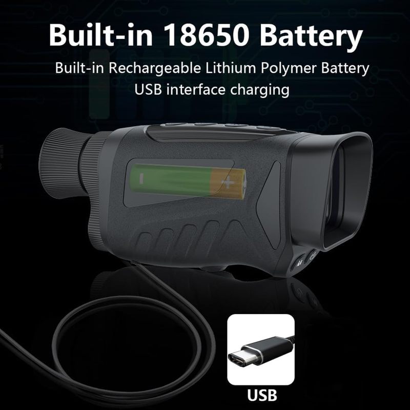 Rechargeable 2.5K 48MP Digital Infrared Night Vision Goggles with 8X Zoom - Ideal for Camping, Bird Watching, and Observation - Black Binoculars for Adults