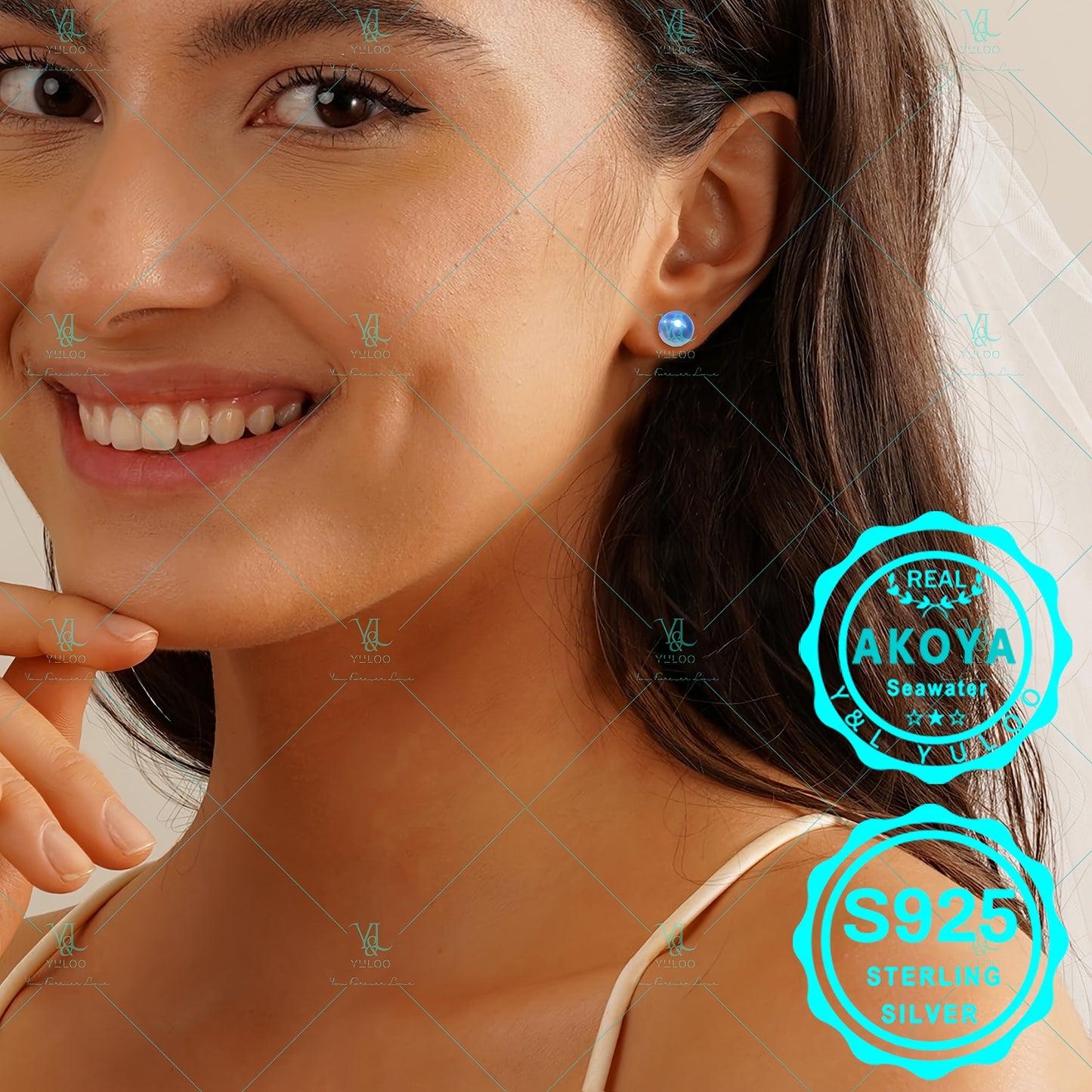 Round Akoya Blue Grey Seawater Pearl 925 Silver Stud Earrings-Mother, Girlfriend, Her Fine Jewelry Mother'S Day, Valentine'S Day, Christmas Day, Birthday Gift