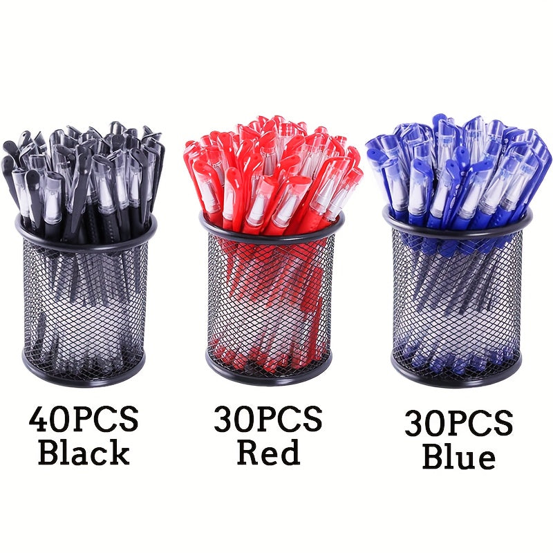 100pcs Neutral Pen Gel Pens Set Black Blue Red Gel Pen Bullet Tip 0.5mm - Including 40pcs Black + 30pcs Blue + 30pcs Red - Suitable for Office And Home Writing