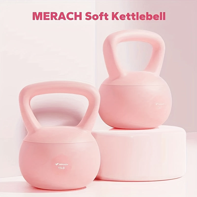 MERACH Soft Kettlebell Weight - 15lb Sea or Iron Sand Filled Kettlebell Suitable for Home Workouts, Women & Men, Low- Full-Body Training, Fitness Equipment (Pink)