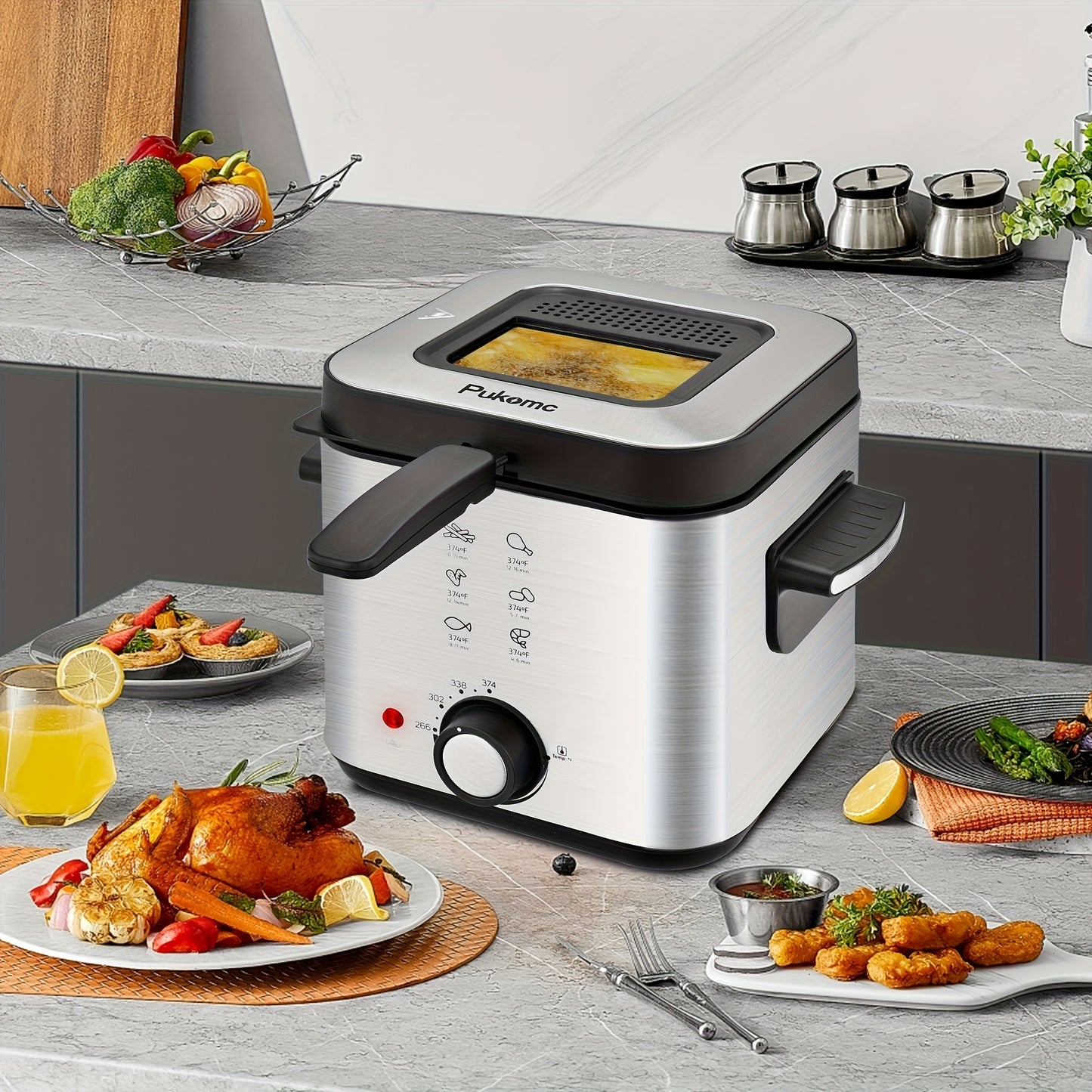 susteas household deep fryer, 1500W powerful heating, 1.5L/2.5L/3L/5L/6L non-stick inner pot, adjustable temperature control, convenient frying basket, made of stainless steel, essential for the kitchen.