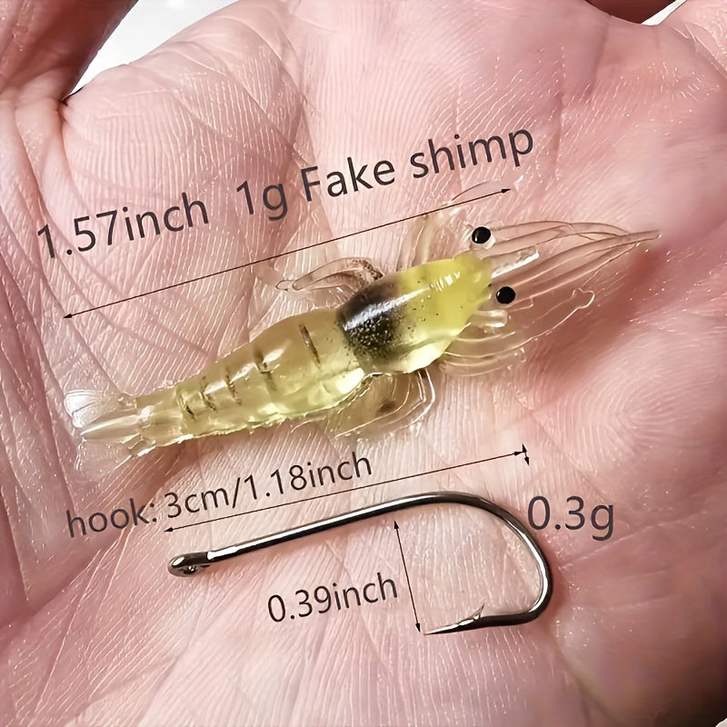 40pcs Glowing Shrimp Bait Set - Freshwater & Saltwater Soft Shrimp with Sharp Hooks & Beads for Trout, Bass, Salmon - Ideal for Christmas, Father'S Day, Mother'S Day Fishing, Fishing Bait|Glowing Shrimp|Sharp Hooks, Shrimp Fi