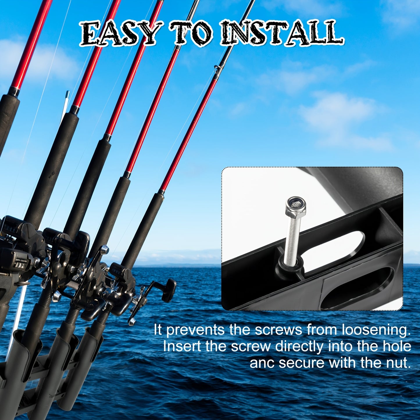3pcs Fishing Rod Holder Bracket Tube 3 Rod Rack Wall Mounted 10.63 Inch Fishing Pole Holders for Boats with Screws Nuts Side Mount for Boat Truck Kayak Garage (Black)
