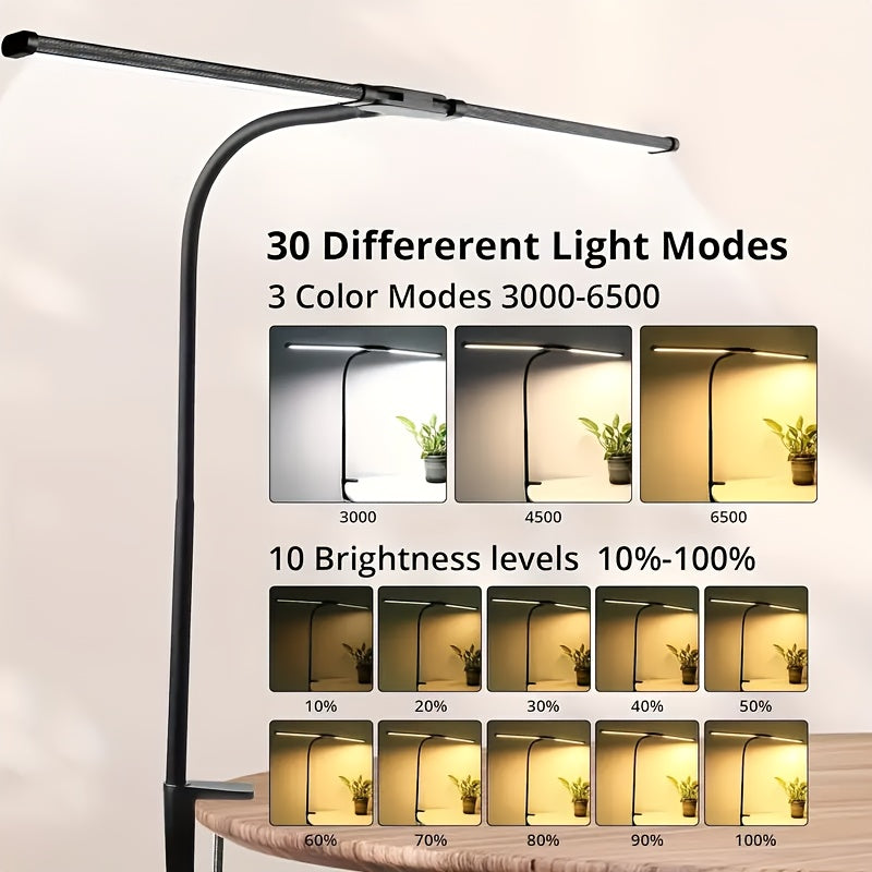 Modern Touch LED Desk Lamp | Adjustable Gooseneck, Dual Head Design, Anti Glare, USB Powered, Foldable, Smooth Metal Surface | Ideal for Reading, Gaming, Office - Perfect for Home Office and Study, Christmas Gift