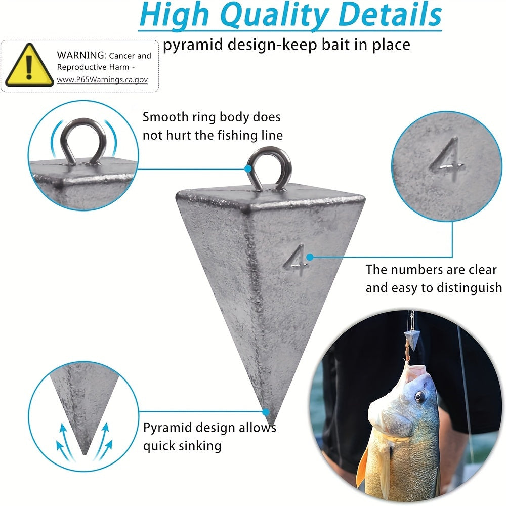 6/10pcs Pyramid Sinkers Fishing Weights Fishing Sinkers, Saltwater Freshwater Lead Fishing Weight Sinker for Ocean Surf Fishing Gear Catfish Tackle 1oz 2oz 3oz 4oz 5oz 6oz 8oz
