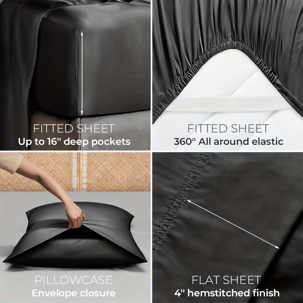 4pcs/6pcs Bamboo Cooling Bedding Set - Breathable And y - Fit for Hot Sleepers And Sweats, Pillowcases, Flat Sheet And Fitted Sheet - A Perfect Gift for Family