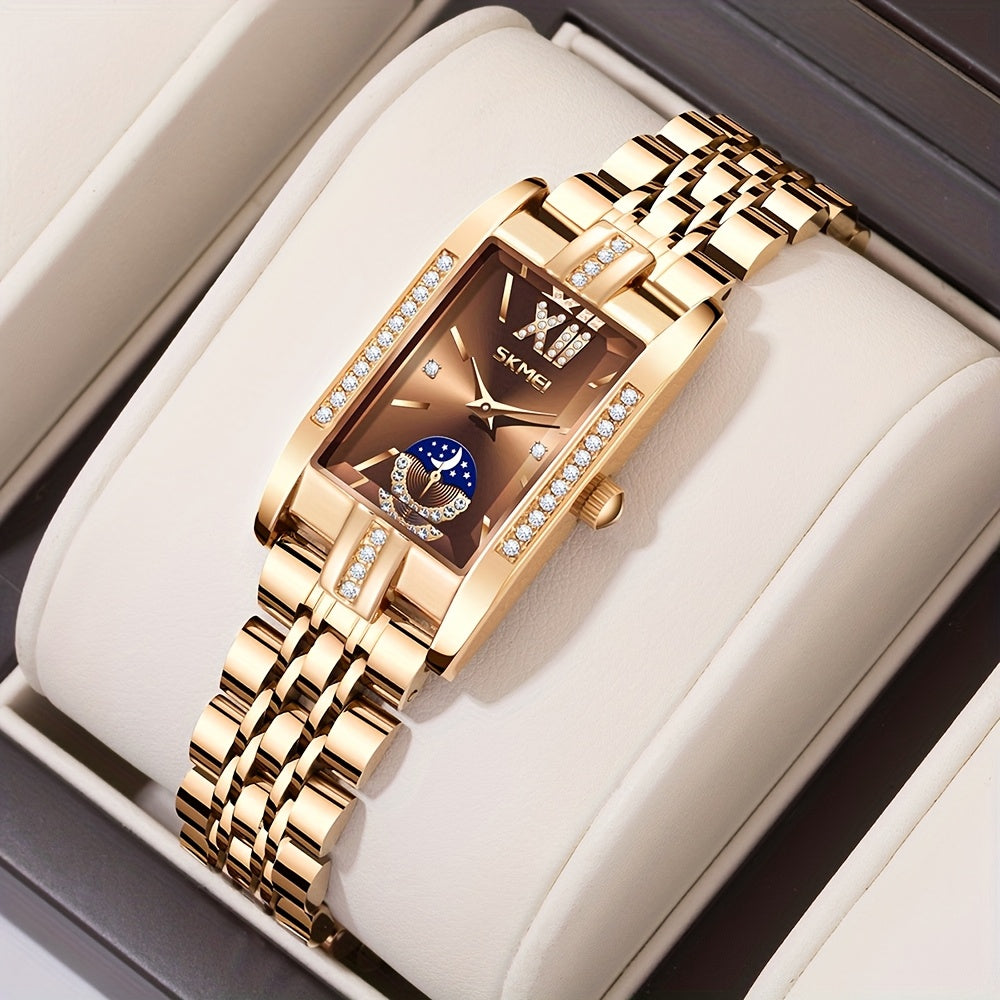Women's Light Luxury Watches with Blue Star Dial and Heart Clasp Bracelet, Modular Fashion Accessories, Watches for Gifts