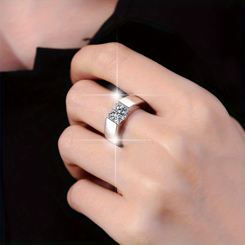 A 1.5 Carat Round Moissanite Ring, Classic Simple S925 Silvery Ring, Wedding Ring, Engagement Ring, Suitable for Daily Wear, Anniversary Gift, Birthday Gift, Men'S And Women'S Rings.