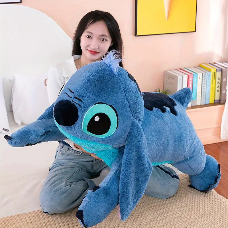 Stitch Embroidered Plush Toy - A Soft And Adorable Plush Animal Pillow Featuring An Embroidered Face And Seated Pose. Perfect For Beds, Sofas, And Travel - A Cute Embroidered Room Decor Gift For Fans. This Blue Stitch Has Exp