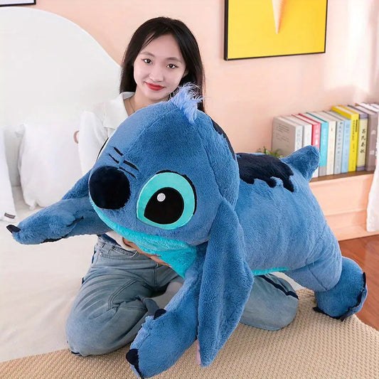 Stitch Embroidered Plush Toy - A Soft And Adorable Plush Animal Pillow Featuring An Embroidered Face And Seated Pose. Perfect For Beds, Sofas, And Travel - A Cute Embroidered Room Decor Gift For Fans. This Blue Stitch Has Exp