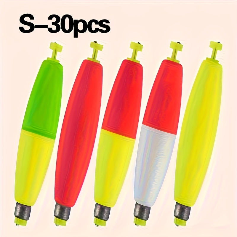 30pcs Premium EVA Fishing Floats - High Sensitivity & Visibility - Column-shaped, Weighted Sea Fishing Gear For Enhanced Performance, Without Battery