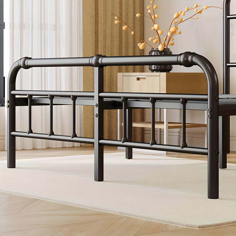 Queen Size Bed Frame with Headboard and Footboard | 18 Inches High, 3500 Pounds Heavy Duty Metal Slats, No Box Spring Needed, Noise-Free, Black, Contemporary Style, Metal Material, Assembled