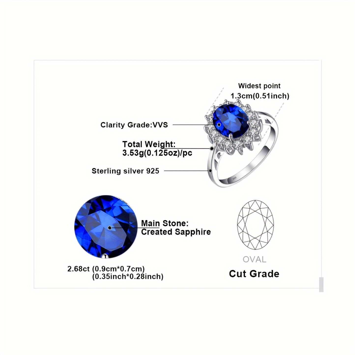 1pc 925 Sterling Silver Elegant And Gorgeous Classic Diana Design Exquisite Multi-faceted Oval Cut Synthetic Stone Birthstone Silvery Ring For Women For Prom Party Banquet For Daily Decoration Fine Jewelry