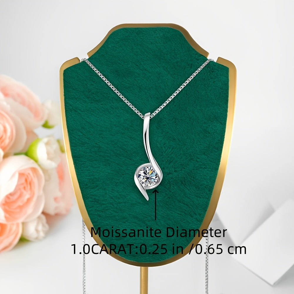 S925 Silver 0.25/1/2 Carat Moissanite Necklace, High-Quality Elegant and Exquisite Women's Fashion Pendant Necklace, 925 Silver Necklace, Women's Jewelry Necklace for Daily Wear/Party/Birthday/Anniversary, Perfect Gift for Lo