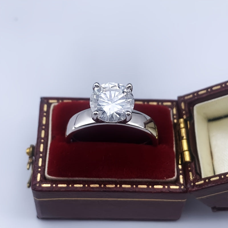 925 Silver 2 Carat Moissanite Women'S Wedding Ring, Simple And Generous Classic, Suitable For Daily Wear And Christmas Halloween Thanksgiving Wedding Party Gifts, Gift With Gift Box About 2g