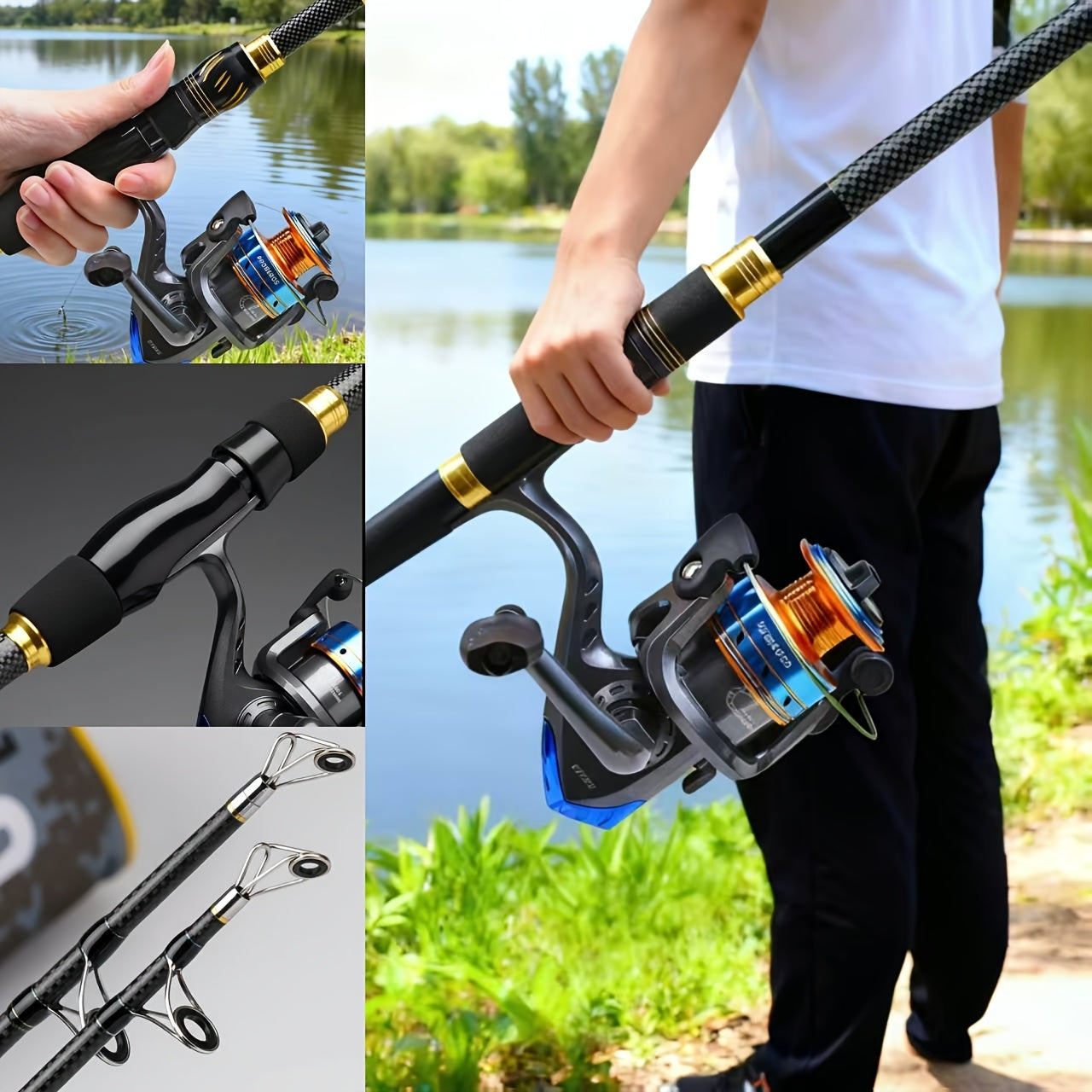 Ultralight Carbon Fiber Saltwater Fishing Rod & Spinning Reel Combo - Long Cast Offshore Trolling Kit with Pre-Spooled Line, Waterproof & Quick-Change Drag System, Lightweight Durable Design for Marlin, Tuna, Mackerel, Shark