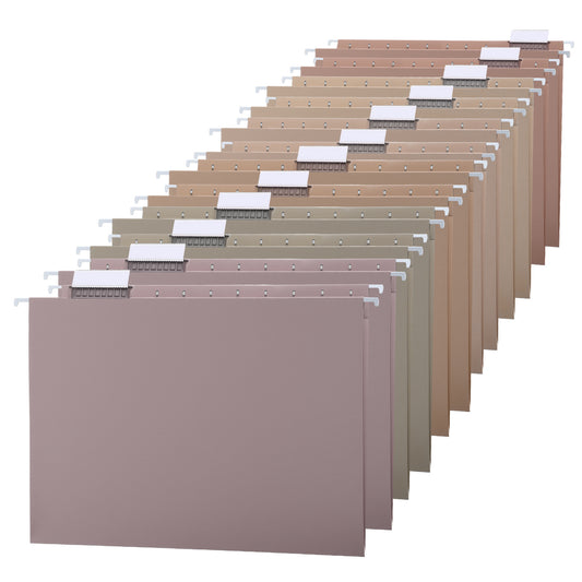 12 Pack Decorative Hanging File Folders, Letter Size with Tab, 6 Color Assorted for Filing Cabinet Office Supplies(Neutral Color)