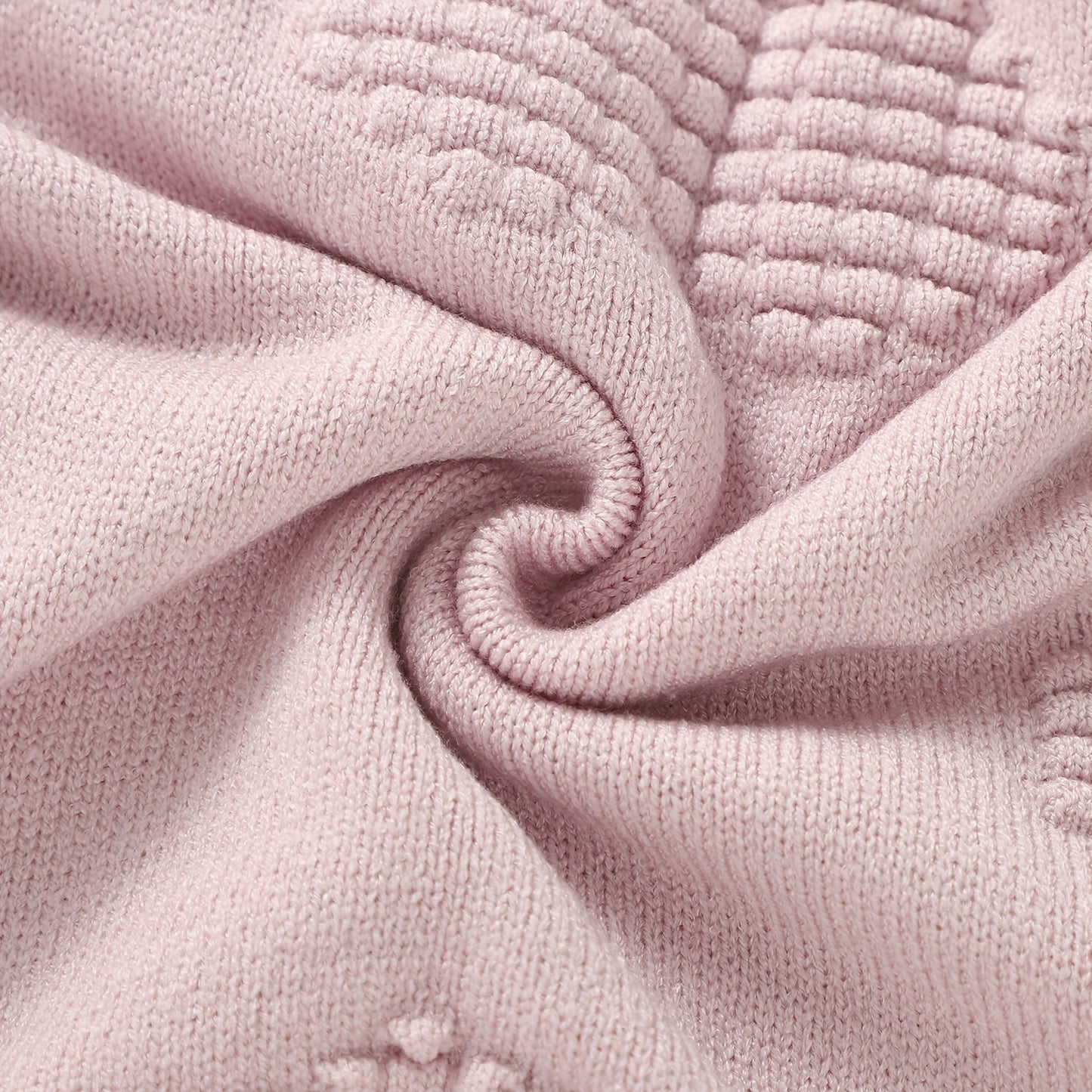 Ultra-Soft Knitted Baby Blanket with Heart Pattern - Adhesive Material, All-Season Lightweight & Warm, Pastel Pink for Newborns 0+ Months, Swaddle Blanket for Sleep, Playtime & Home Decor