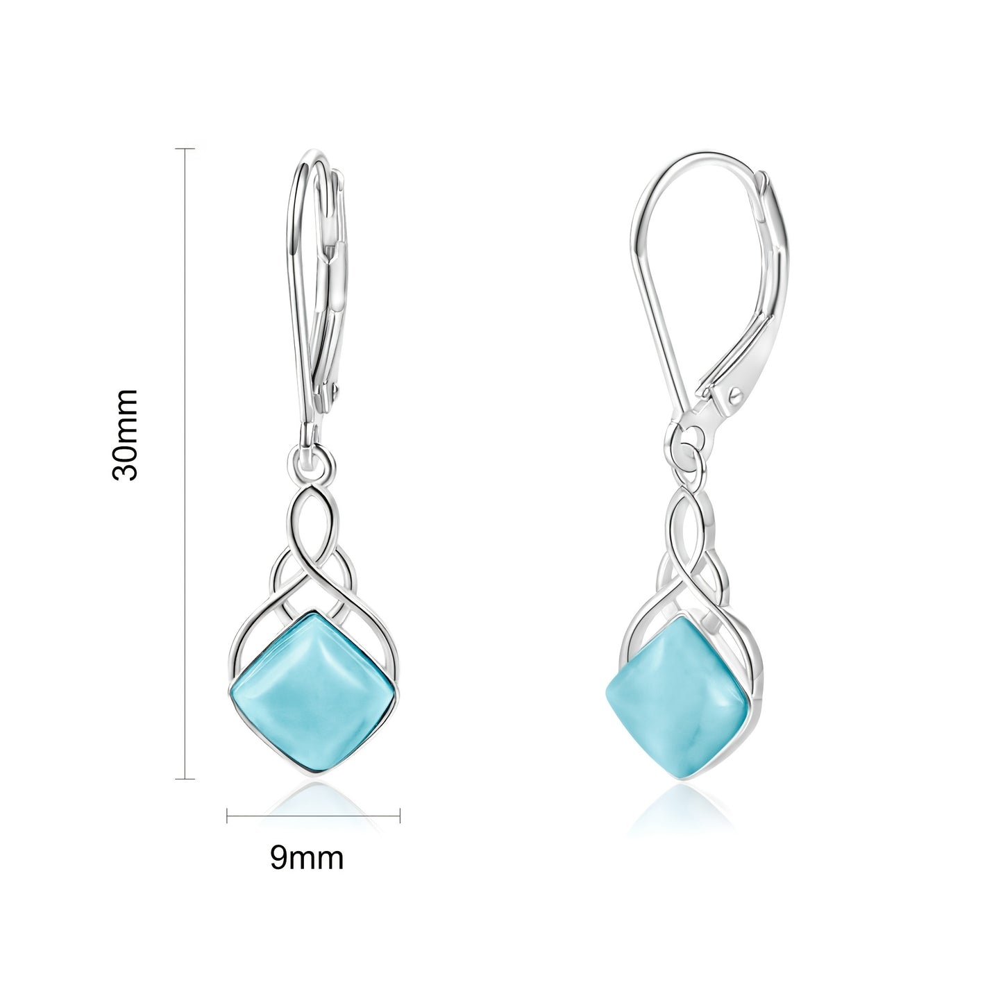 1pc Elegant S925 Sterling Silver Larimar Stone Earrings, Perfect Jewelry Gift for Men And Women, Suitable for Daily Wear Party Vacation Wedding Anniversary, Ideal Christmas Birthday Anniversary Gift