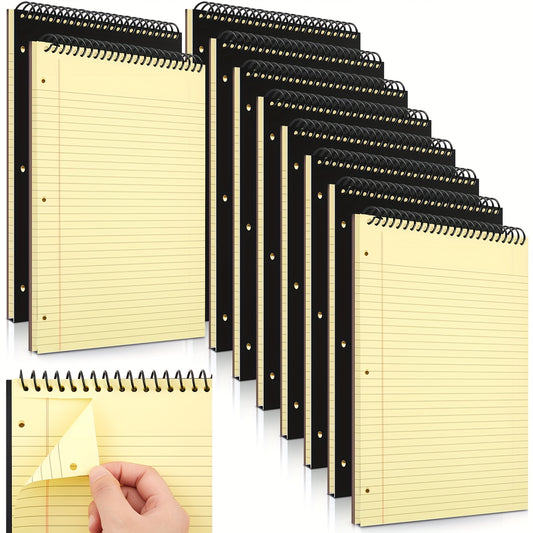 10pcs Legal Pads 3 Hole Punched Top Bound Spiral Notebook Tear Line For Easy Removal 8.5 X 11 In Hard Cardboard Paper College Ruled Notepad Spiral Note Pad For Office School And Closeout