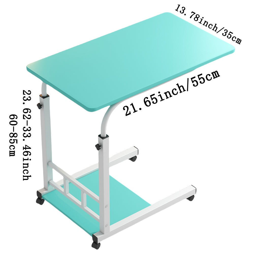 Height Adjustable Rolling Table with Storage Shelves - Heavy-Duty Wood/Metal Construction, Modern Mobile Desk with Casters, Space-Saving Design for Home Office, Bedside, Laptop Workstation & Small Spaces - Easy Assembly, Engi