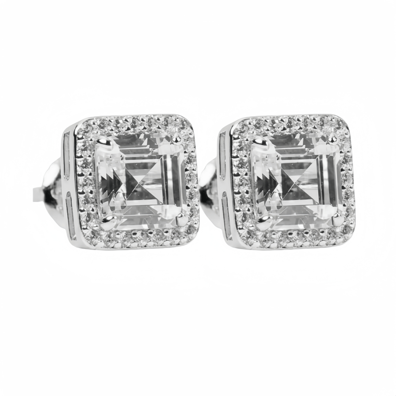 S925 Silvery Full Moissanite Earrings*2 Square Earrings, Suitable for Easter, Mother'S Day, Father'S Day, Birthday, Anniversary, Gift Giving And Daily Party, Holiday Party Wearing, Gift Box about 2, 5G