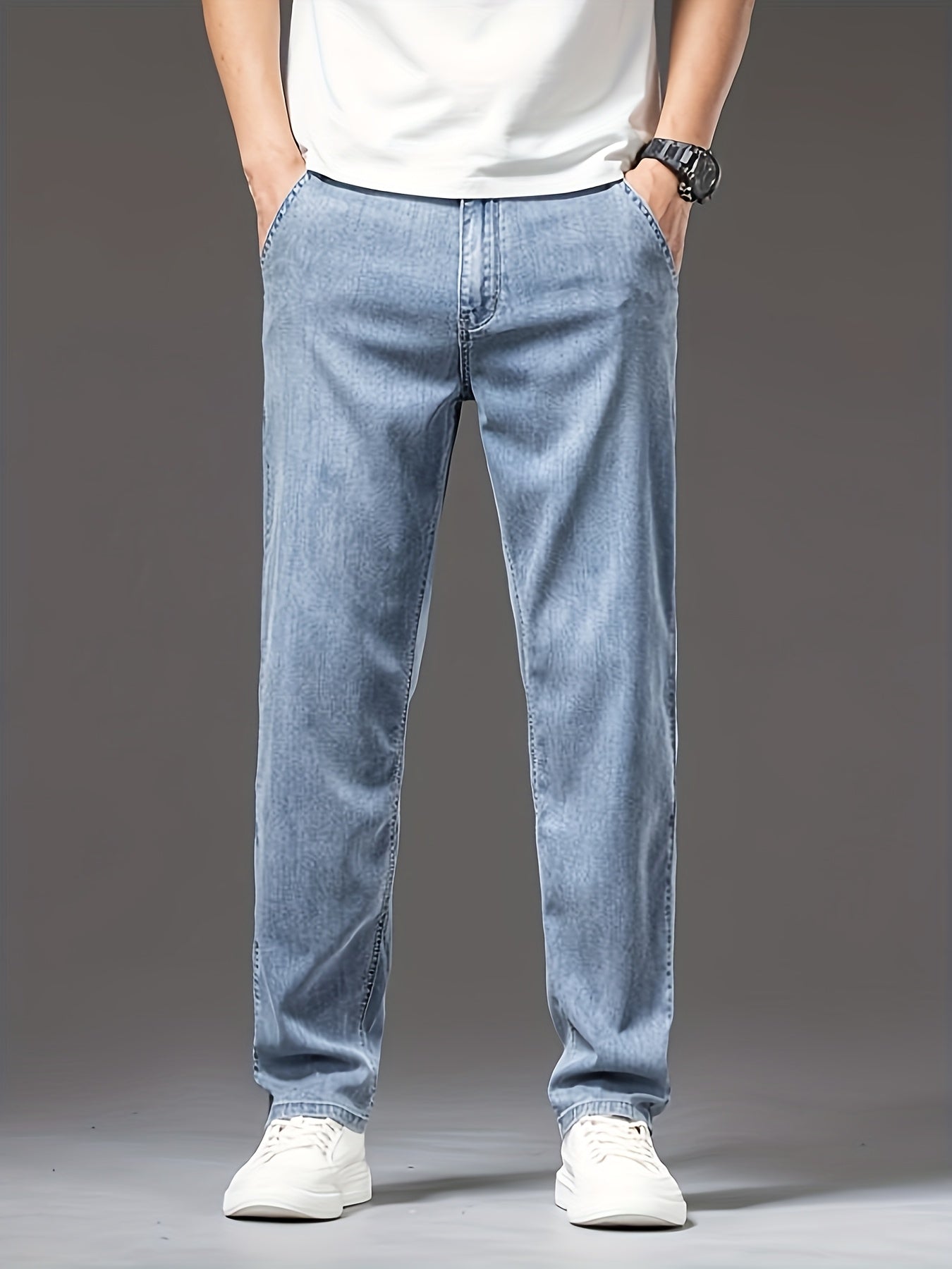 Men's Summer High-quality Lyocell Jeans, Breathable, Soft And Draping, Slightly Stretchy, Loose Straight Fit.