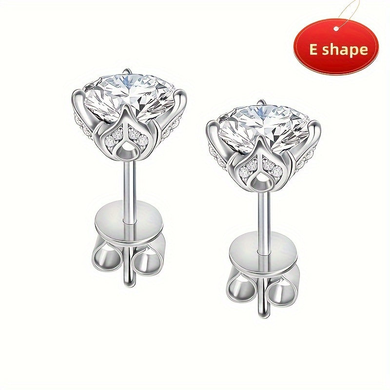 925 Silver 1Carat* 2pcs Moissanite Earrings Teenager'S Moissanite Jewelry, Silvery Earrings, High-Quality Fashion Studs For Teenager For Vacation Engagement, Wedding, Anniversary Gifts Perfect For Friends Christmas #Halloween