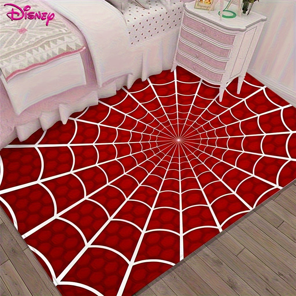Red Spider Web Anime Embroidered Area Mat - Washable Non-Slip Mat for Bedroom, Living Room, or Game Room Decor - Perfect Valentine'S Day Gift for Anime Enthusiasts, Bedroom Decor | Spider Web Design | Durable Polyester, Spide