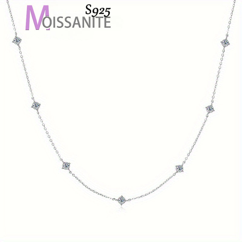 Elegant S925 Silver 0.7 Carat Moissanite Seven-Star Collar Necklace - Vintage Style, Perfect for Birthdays, Mother'S Day, Weddings & Daily Wear, Gift Box Included, Approx. 2.8