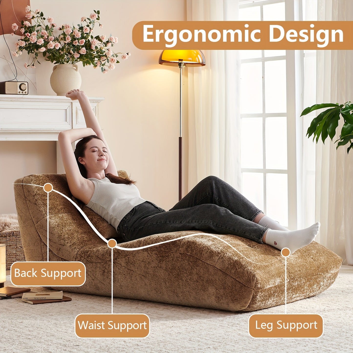 Single Sofa Seat, Yoga Sofa, Leisure Sofa, Armless Platform Sofa, Simple Lazy Sofa, Floor Standing Sofa Seat, Indoor Reading And Leisure Integrated Compression Sponge Sofa, No Assembly Required, Suitable For Living Rooms, Bed
