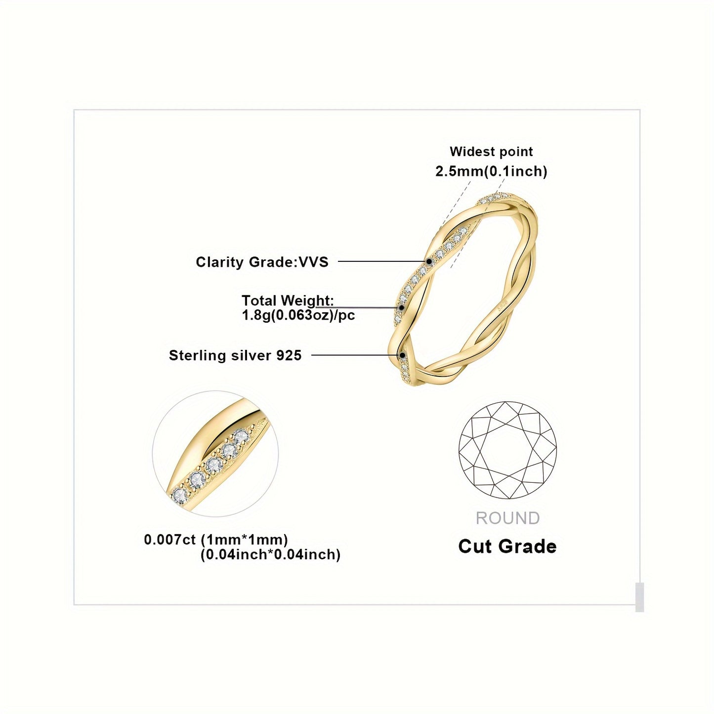 1pc 925 Sterling Silver Infinity Design Round Cut Cubic Zirconia Decor Wedding Engagement Ring For Woman For Girl Perfect For Wedding Engagement For Daily Decoration Fine Jewelry