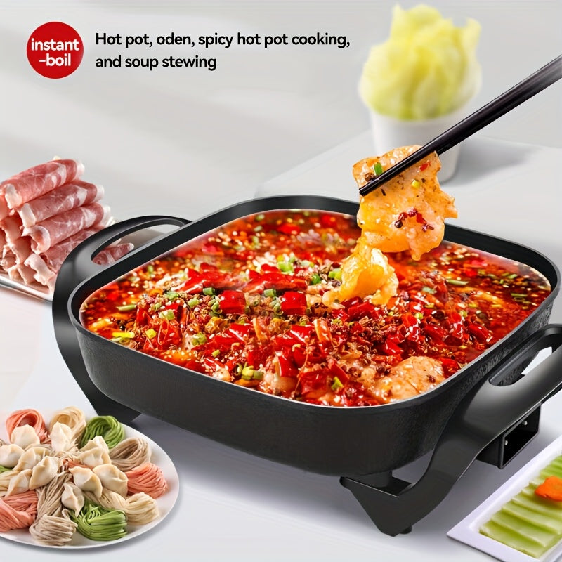 Electric Frying Pan with Lid, Electric Hot Pot, Multi-functional Pot, Non-stick Electric Frying Pan for Stir-frying, Steak, Electric Cooking Pot with Constant Temperature Control, Suitable for Frying And Baking, Steak Frying,