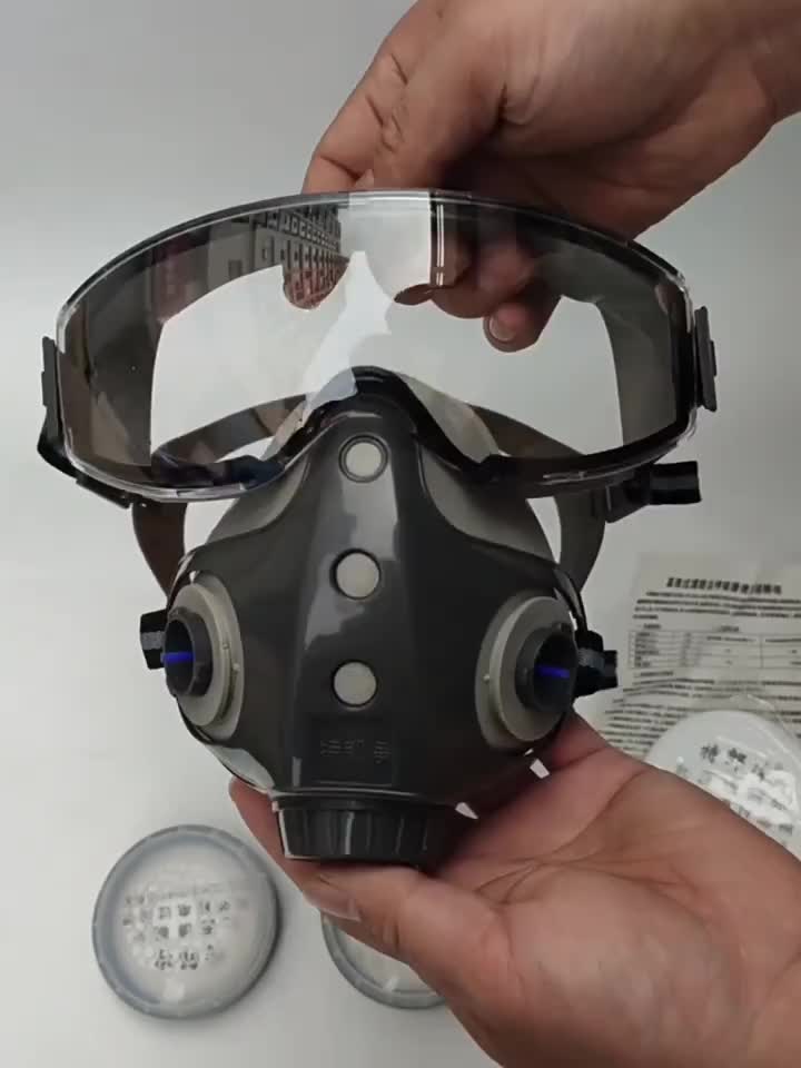 1pc Pomerol 11in1 Dual Port Reusable Half Face Respirator Mask, Reusable, Pull-On, Chemical, Biological, Radiological Contamination, Dust Respirator Gas Masks for Chemical And Radiation