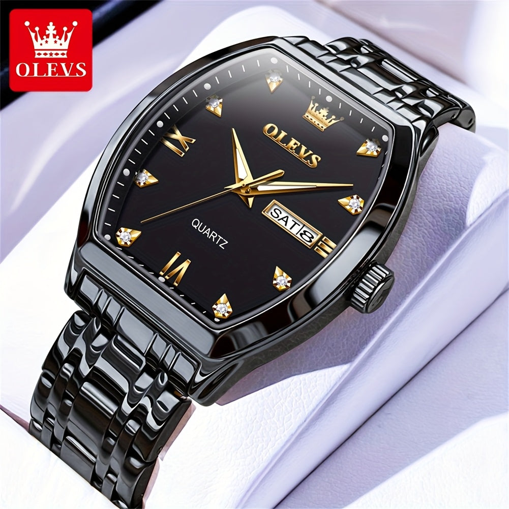 OLEVS Top Brand Original Men'S Wrist Watches Best Selling Fashion Trend Design High Quality Stainless Steel Dual Calendar Quartz Luxury Watch For Men