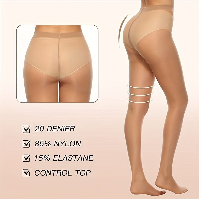 6 Pairs Women'S High-Waisted Sheer Pantyhose - Smooth Lightweight Breathable Tights with Arch Support & Control Top, Nude/ - Everyday & Formal Wear, Comfortable All-Day Fit, Hand Washable - Versatile for Casual, Office, Party