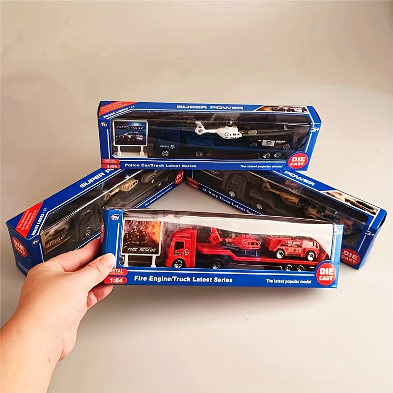 Alloy Engineering Vehicle Set 1:64 Model Toy Inertial Sliding Trailer