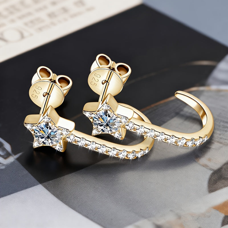 925 Silvery Moissanite Earrings, Men's Moissanite Jewelry, Men's Stud Earrings, 925 Silvery Earrings, Men's Hoop Earrings, Dangle Earrings Suitable for Any Occasion, Perfect As A Christmas #Halloween #BlackFriday #NewYear Gif