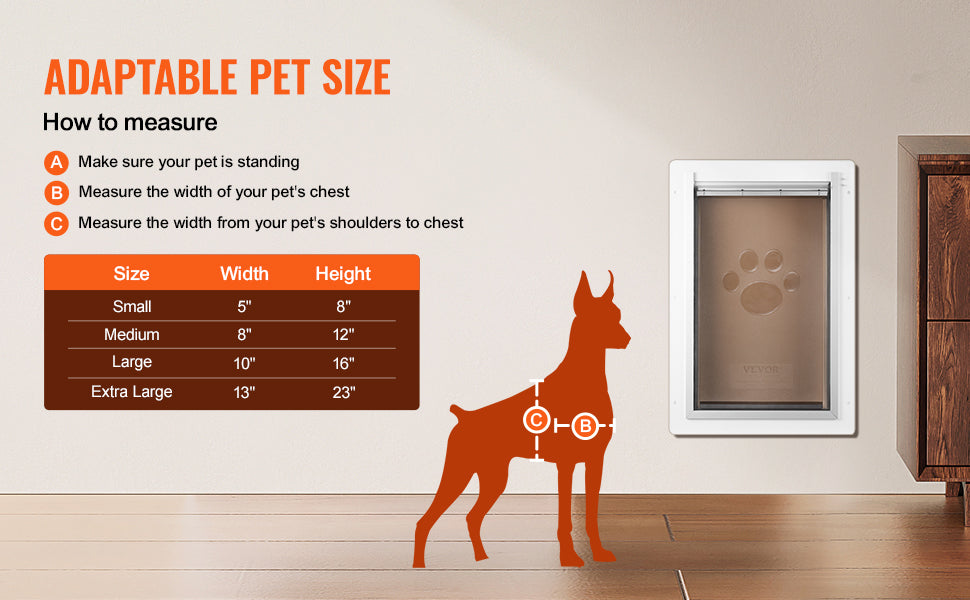SucceBuy Pet Door Metal Frame with Lock and 3-Flap System Weatherproof Doggy Door Easy to Install in Interior or Exterior Walls