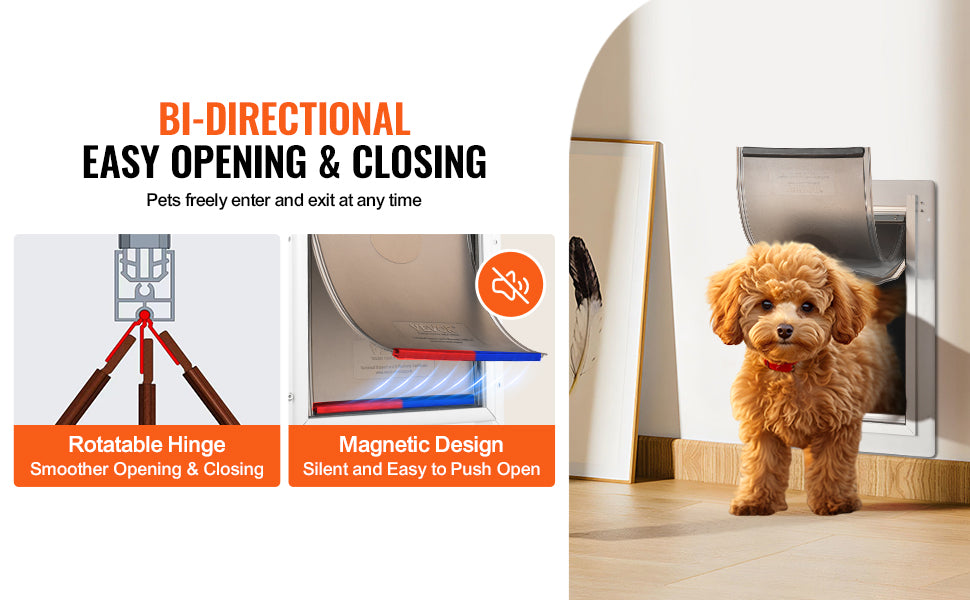 SucceBuy Pet Door Metal Frame with Lock and 3-Flap System Weatherproof Doggy Door Easy to Install in Interior or Exterior Walls
