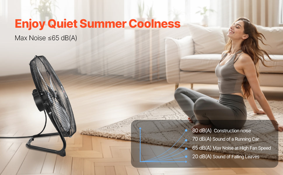 VEVOR Floor Fans 3 Speeds High Velocity Heavy Duty Industrial Fan 4800 CFM 360° Adjustable Tilt for Gym Home Commercial Shop