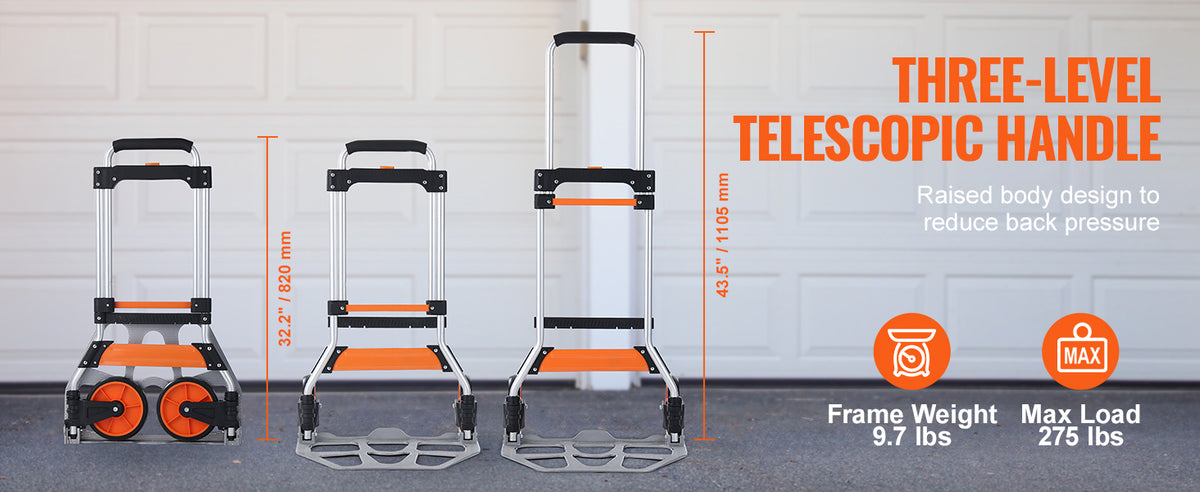 SucceBuy 176/275/309 lbs Folding Hand Truck Portable Cart Dolly with Telescoping Handle and Binding Rope for Moving Warehouse