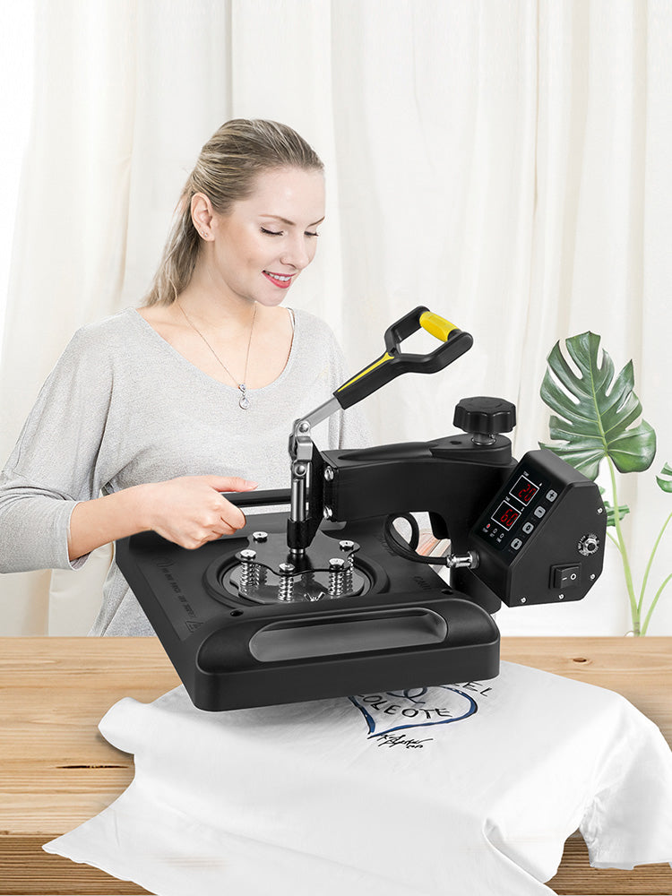 SucceBuy 30*38CM 8 in 1 Combo Upgrade Heat Press Machine 360° Rotation Sublimation Printer Cap Shirt Mug Plate 2D Heat Transfer