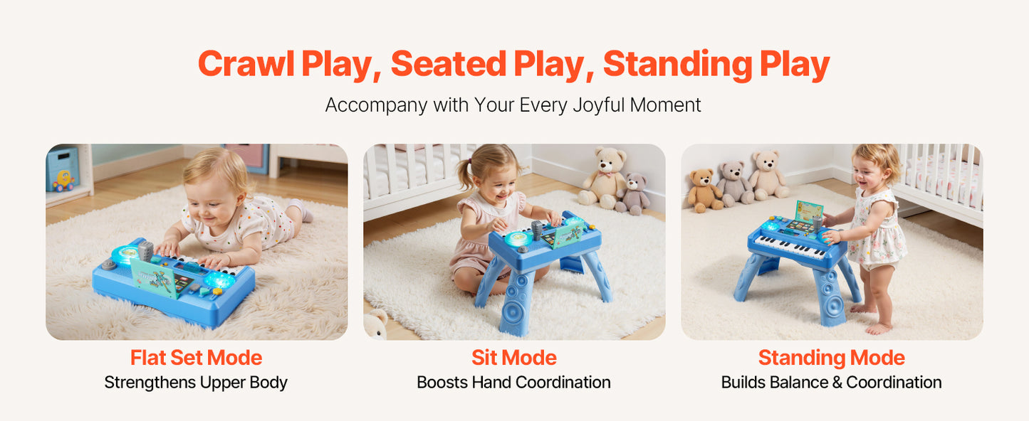 SucceBuy Baby DJ Playset for Toddlers with 133 Sound Sources Recording and LED DJ Turntable Baby Activity Table for Birthday